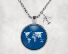 World Map (Text) Designed Necklaces Fashion