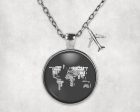 World Map (Text) Designed Necklaces Fashion