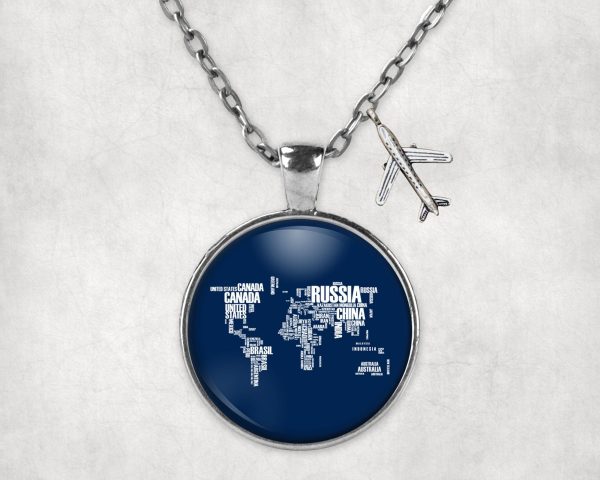 World Map (Text) Designed Necklaces Fashion