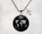 World Map (Text) Designed Necklaces Fashion