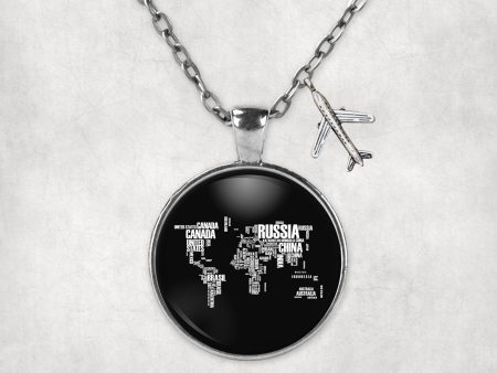 World Map (Text) Designed Necklaces Fashion