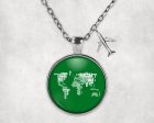 World Map (Text) Designed Necklaces Fashion