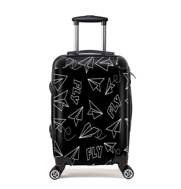 Paper Airplane & Fly Black Designed Cabin Size Luggages Supply