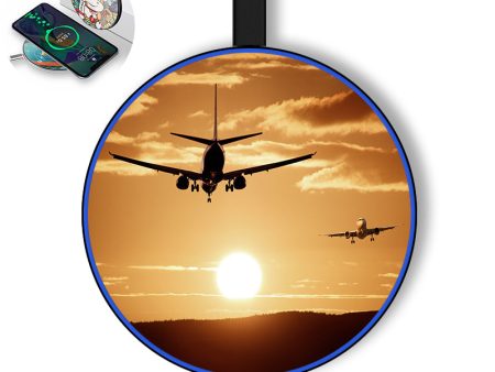 Two Aeroplanes During Sunset Designed Wireless Chargers For Discount