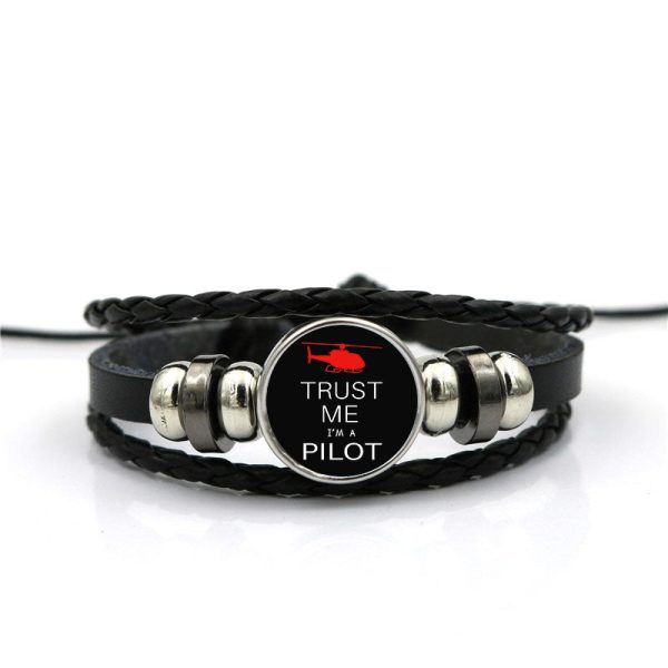 Trust Me I m a Pilot (Helicopter) Designed Leather Bracelets Online now