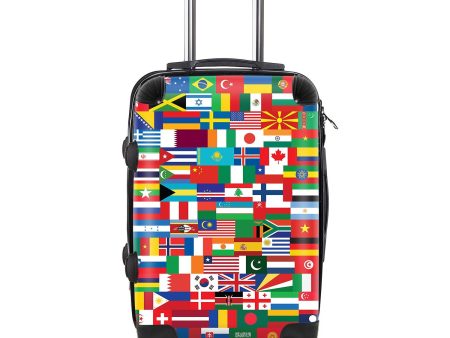 World Flags Designed Cabin Size Luggages For Discount