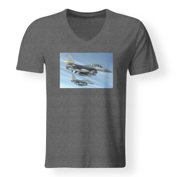 Two Fighting Falcon Designed V-Neck T-Shirts Online now