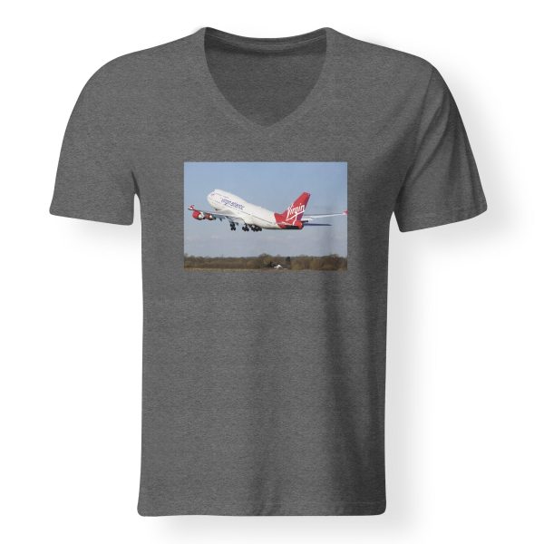 Virgin Atlantic Boeing 747 Designed V-Neck T-Shirts Online Sale