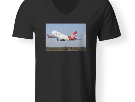 Virgin Atlantic Boeing 747 Designed V-Neck T-Shirts Online Sale