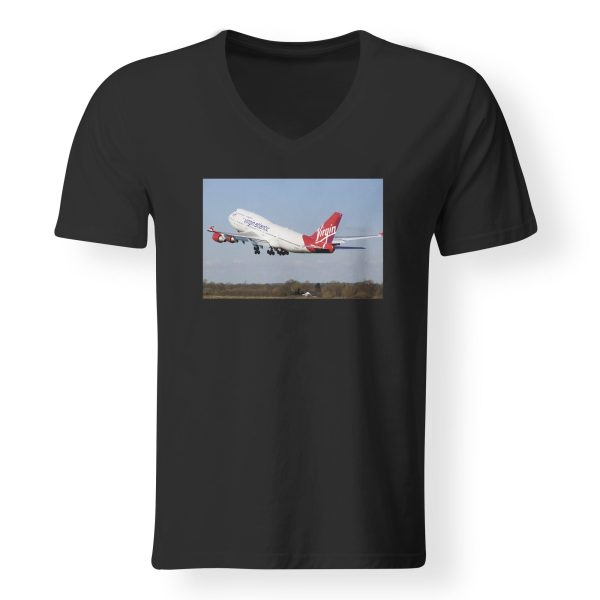 Virgin Atlantic Boeing 747 Designed V-Neck T-Shirts Online Sale