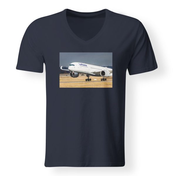 Lutfhansa A350 Designed V-Neck T-Shirts For Cheap