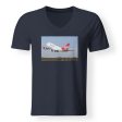 Virgin Atlantic Boeing 747 Designed V-Neck T-Shirts Online Sale