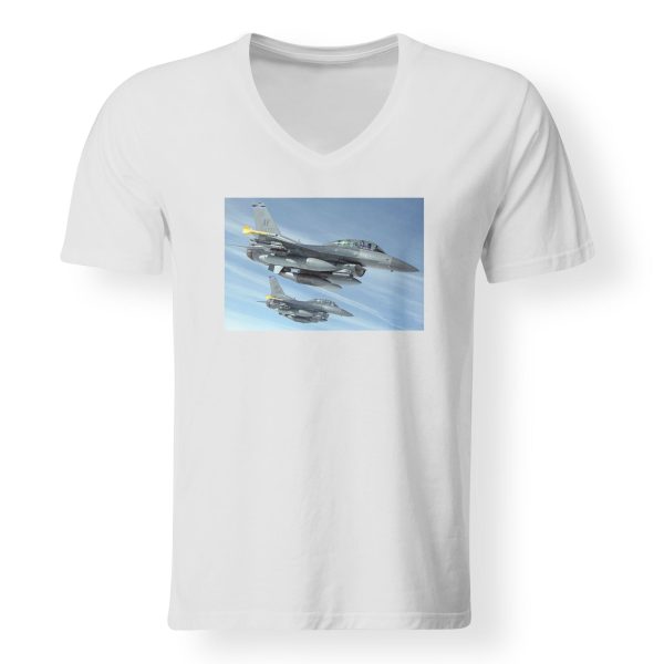 Two Fighting Falcon Designed V-Neck T-Shirts Online now