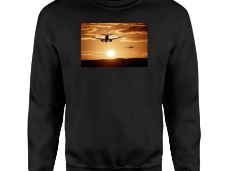 Two Aeroplanes During Sunset Designed Sweatshirts For Discount