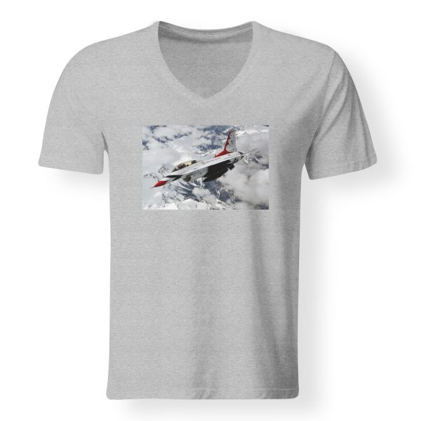 US Air Force Show Fighting Falcon F16 Designed V-Neck T-Shirts Supply