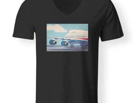 Vintage Boeing 747 Designed V-Neck T-Shirts Supply