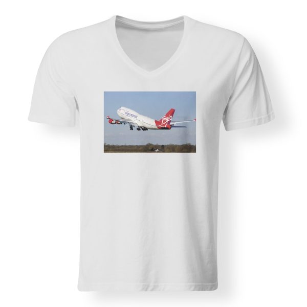 Virgin Atlantic Boeing 747 Designed V-Neck T-Shirts Online Sale