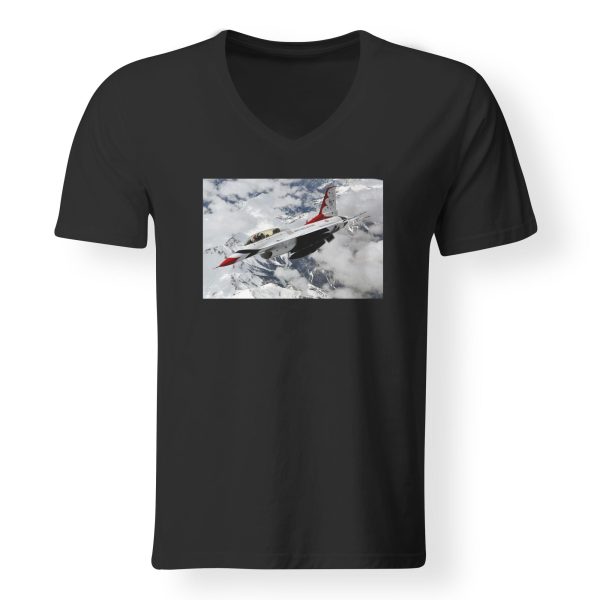 US Air Force Show Fighting Falcon F16 Designed V-Neck T-Shirts Supply