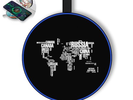 World Map (Text) Designed Wireless Chargers Hot on Sale