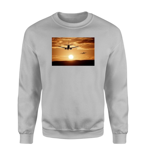 Two Aeroplanes During Sunset Designed Sweatshirts For Discount