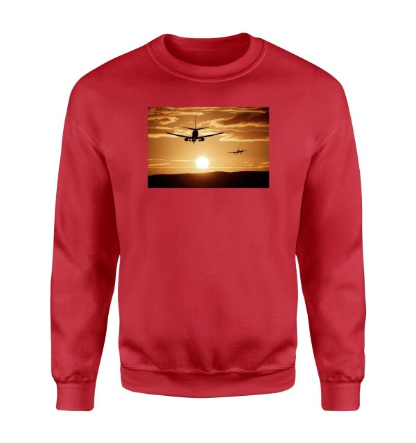 Two Aeroplanes During Sunset Designed Sweatshirts For Discount