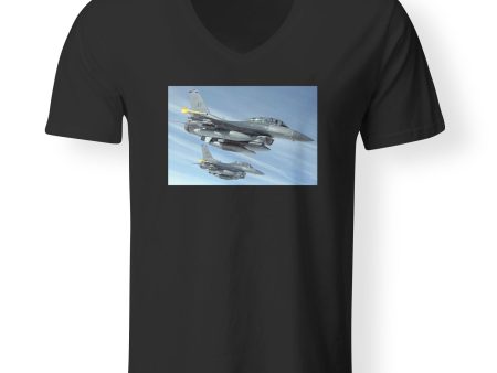 Two Fighting Falcon Designed V-Neck T-Shirts Online now