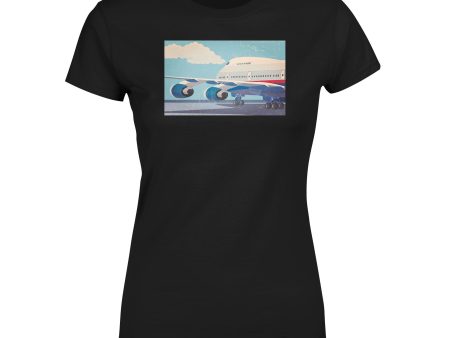 Vintage Boeing 747 Designed Women T-Shirts Hot on Sale