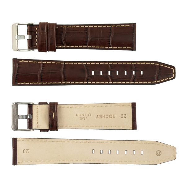 ROCHET ZRC No. 559 Long Alligator Grain Fine Leather Straps with Contrast Stitching (18mm ~ 24mm) For Discount